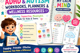 create adhd planners and autism worksheets for kids and teens