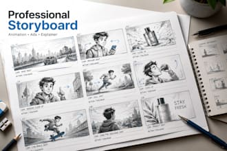 create storyboard illustrations for animation, ads and explainer video