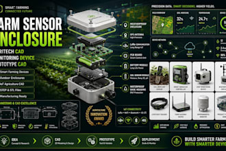 design farm sensor enclosure, agritech cad, monitoring device, prototype cad