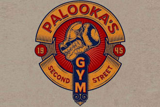 draw vintage fitness center logo design for your brand