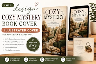 design cozy mystery book cover illustrated cover for KDP ebook and paperback