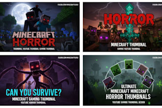 make a professional minecraft thumbnail, youtube thumbnail, horror roblox thumb