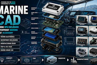 design marine cad, marine gps enclosure, waterproof housing, boat accessory