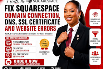 fix squarespace domain connection, dns, SSL certificate and website errors