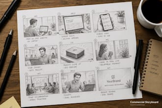 draw storyboards for commercials, saas explainers and product launch videos