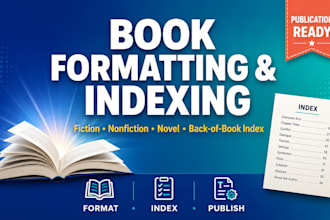 do book indexing, book formatting, nonfiction novel fiction back of book index