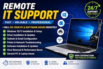 fix windows pc laptop issues remotely and provide IT support