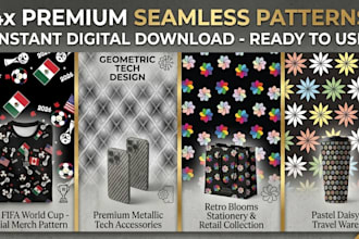 design premium seamless patterns for merch and apparel