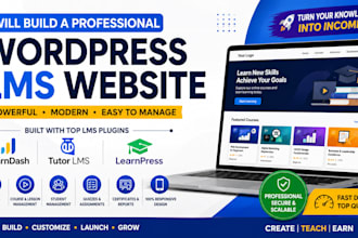 build a professional wordpress lms website using learndash, tutor lms