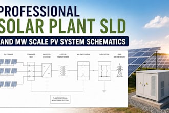 create professional solar plant sld and mw scale pv system schematics