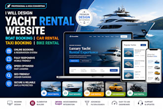 do yacht rental website, boat booking, car rental, taxi and bike rental website