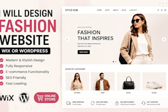 develop a wix fashion website, clothing store, online boutique wordpress design