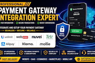 integrate payment gateway unlimit, webpays, nuvei, telr, alipay, klarna, mollie