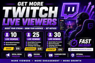 promote your twitch stream to get more live viewers and audience engagement