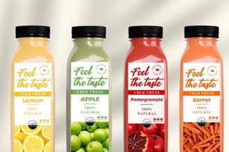 design beverages, juice, soda, energy drink and beer can label