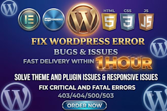 fix wordpress bug, wordpress errors or fix critical errors