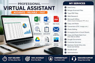 be your virtual assistant VA for any work