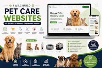 build pet care website, pet store, veteran website, grooming website, vet site