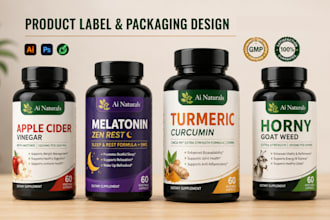 design fda compliant supplement packaging and wellness product labels or wrapper