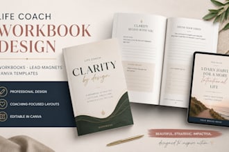 design life coach workbook design, lead magnet, canva workbook for coaches