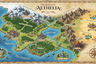draw vector map illustration, map design, rpg world map, dnd, isometric map
