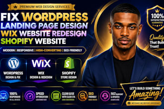 fix wordpress website landing page design wix website redesign shopify website