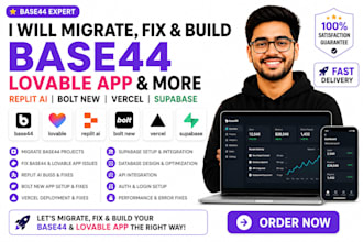 base44 expert migrate base44 fix lovable app replit ai bolt new vercel supabase