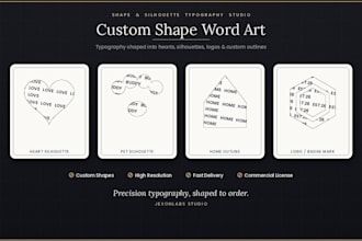 design custom shape word art, silhouette typography in any style
