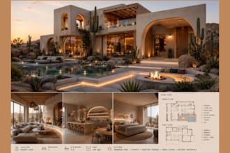 deliver high end architectural design, 2d plans, and 3d rendering