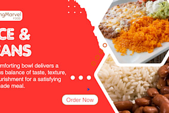 create an attractive rice and beans food promotion post