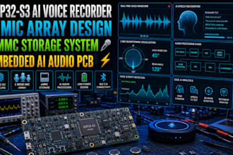 design esp32 s3 ai voice recorder pcb audio dsp with 3 mic array emmc storage