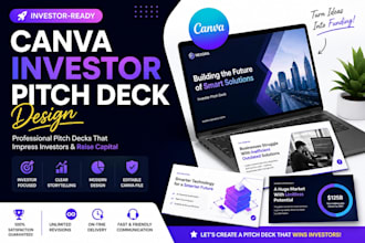 design a canva investor pitch deck for startups and fundraising