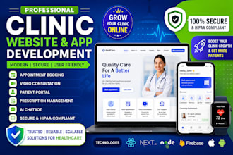 build a clinic website, telemedicine app, healthcare app, medical website