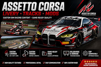 create assetto corsa livery, karting track and racing circuit mods