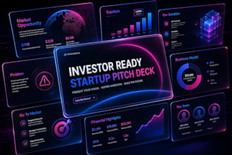 design startup pitch deck, company profile, investor pitch deck, presentation