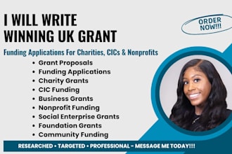 write UK grant proposals and funding applications for charities and cics