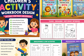 design KDP kids book ebook publish, letter tracing your activity workbook