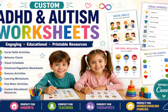 make adhd planners and autism worksheets for kids and teens