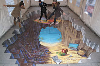 create 3d pavement art, floor illusions  wall murals