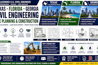 texas ga florida civil engineering site planning construction drawings