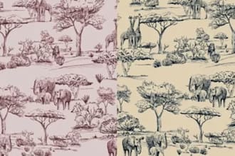 create hand drawn toile de jouy textile pattern for fashion and fabric printing