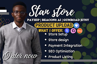 setup stan store, gumroad stan store marketing payhip store stan store design
