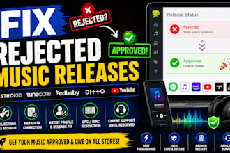 fix rejected music releases on distrokid, tunecore, cd baby, ditto and youtube