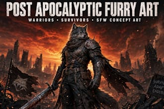 draw post apocalyptic fury survivors, warriors and concept sfw character art