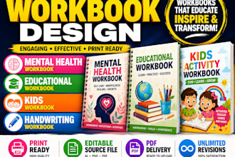 design mental health workbook, educational workbook, handwriting workbook, kids