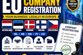 register your eu company in netherlands, estonia, denmark, finland, czech