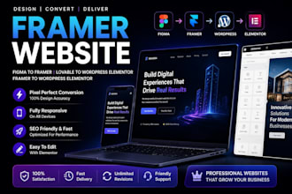design framer website or convert figma to framer, lovable to wordpress elementor
