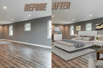 do realistic interior design photo editing home scandinavian or minimalist style