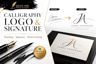 do calligraphy logo design, handwritten signature japanese stamp branding