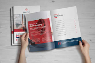 design company profile, booklet, flyer, bronchure, white paper